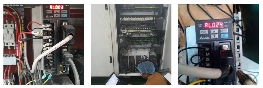 nhân viên catec đang sửa servo delta dòng AB