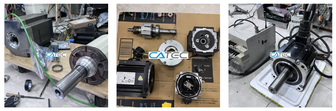 nhân viên catec đang sửa motor servo mitsubishi