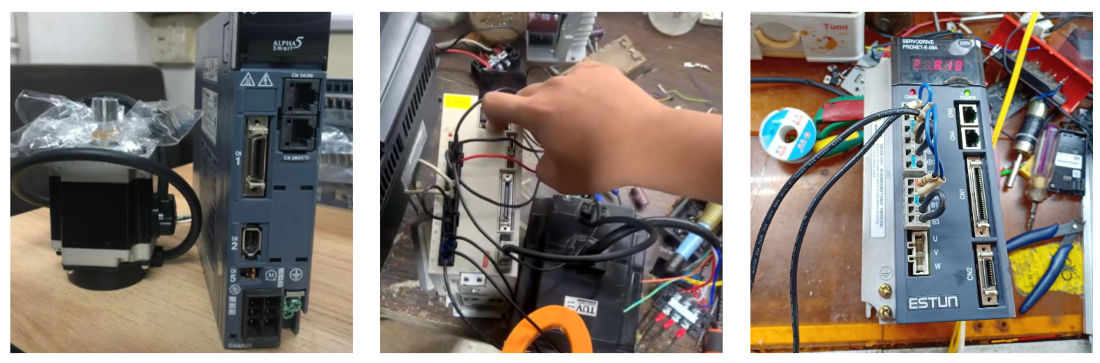 Hình ảnh servo Fuji đang được sửa chữa tại Catec (sửa bộ điều khiển Driver servo Fuji hư hỏng phần cứng, báo lỗi do hư board mạch, Sửa động cơ servo Fuji hư encoder, gãy trục, hư rotor, hư stator, chạy nóng...)