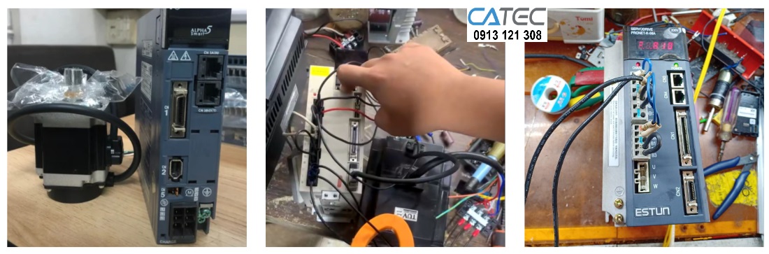 nhân viên catec đang sửa servo